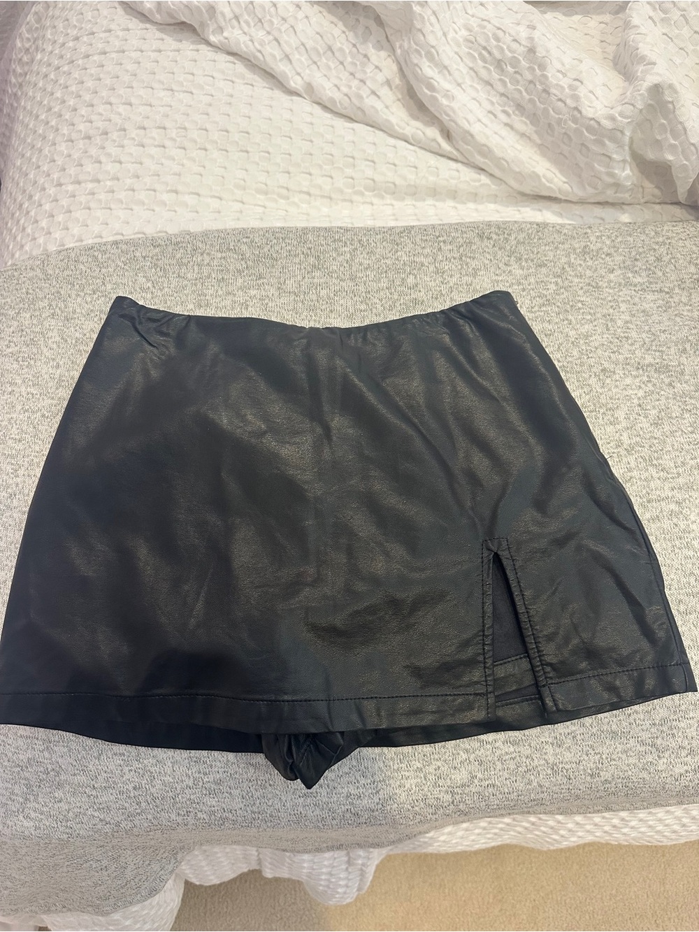 Cotton Candy Black Faux Leather Skirt
